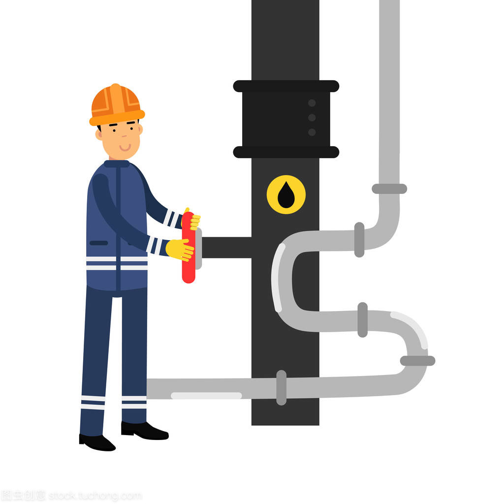 上一条石油管道,石油工业生产矢量插图工作的石油大亨性格
